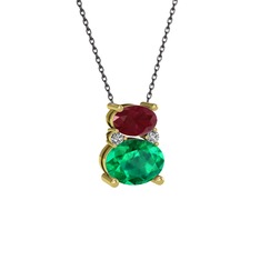 Thea Kolye - Kök yakut, yeşil kuvars ve swarovski 925 ayar altın kaplama gümüş kolye (40 cm gümüş rolo zincir) #rnuk4u