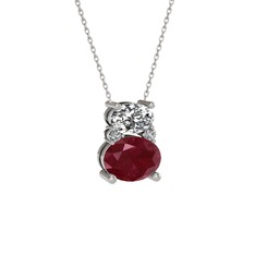 Thea Kolye - Swarovski ve kök yakut 925 ayar gümüş kolye (40 cm beyaz altın rolo zincir) #t3vkze