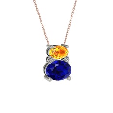 Thea Kolye - Sitrin, lab safir ve swarovski 925 ayar gümüş kolye (40 cm gümüş rolo zincir) #y6dnjn