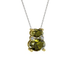 Thea Kolye - Peridot ve swarovski 14 ayar altın kolye (40 cm beyaz altın rolo zincir) #zuxxd6