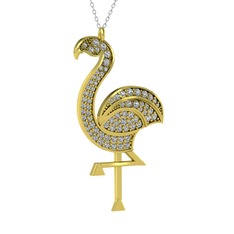 Isla Flamingo Kolye - Beyaz zirkon 8 ayar altın kolye (40 cm beyaz altın rolo zincir) #10ddg8a