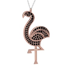 Isla Flamingo Kolye - Siyah zirkon 18 ayar rose altın kolye (40 cm gümüş rolo zincir) #10s1dvq