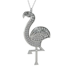 Swarovski 18 ayar beyaz altın kolye (40 cm gümüş rolo zincir)