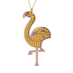 Isla Flamingo Kolye - Sitrin 14 ayar rose altın kolye (40 cm altın rolo zincir) #12gge20