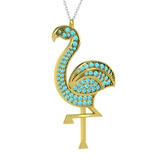 Isla Flamingo Kolye - Akuamarin 8 ayar altın kolye (40 cm beyaz altın rolo zincir) #12lazx8