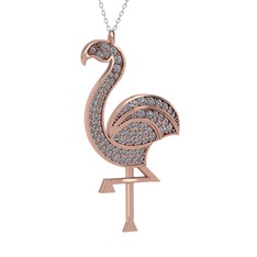 Isla Flamingo Kolye - Pırlanta 18 ayar rose altın kolye (1.14 karat, 40 cm beyaz altın rolo zincir) #14r8jvc