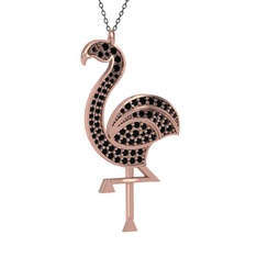 Isla Flamingo Kolye - Siyah zirkon 18 ayar rose altın kolye (40 cm gümüş rolo zincir) #14vckj9