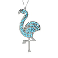 Isla Flamingo Kolye - Akuamarin 8 ayar beyaz altın kolye (40 cm beyaz altın rolo zincir) #1639ji4