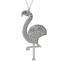 Isla Flamingo Kolye - Beyaz zirkon 925 ayar gümüş kolye (40 cm beyaz altın rolo zincir) #16xhuup
