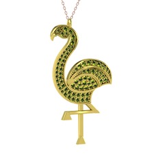 Isla Flamingo Kolye - Peridot 8 ayar altın kolye (40 cm rose altın rolo zincir) #1atwfk8