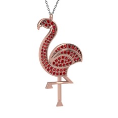 Isla Flamingo Kolye - Garnet 925 ayar rose altın kaplama gümüş kolye (40 cm gümüş rolo zincir) #1b3u413
