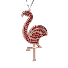Isla Flamingo Kolye - Garnet 8 ayar rose altın kolye (40 cm gümüş rolo zincir) #1bdl508