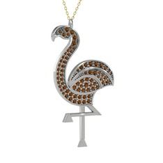 Isla Flamingo Kolye - Dumanlı kuvars 925 ayar gümüş kolye (40 cm altın rolo zincir) #1bra3li