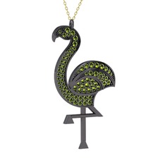 Isla Flamingo Kolye - Peridot 925 ayar siyah rodyum kaplama gümüş kolye (40 cm altın rolo zincir) #1bw0ywo