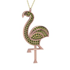 Peridot 8 ayar rose altın kolye (40 cm altın rolo zincir)