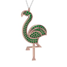 Isla Flamingo Kolye - Yeşil kuvars 18 ayar rose altın kolye (40 cm gümüş rolo zincir) #1cb0t3s