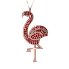 Isla Flamingo Kolye - Garnet 925 ayar rose altın kaplama gümüş kolye (40 cm rose altın rolo zincir) #1cgqhha