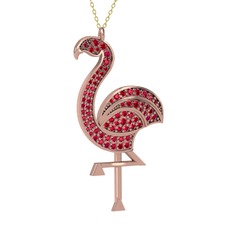 Isla Flamingo Kolye - Rodolit garnet 925 ayar rose altın kaplama gümüş kolye (40 cm gümüş rolo zincir) #1dcac15