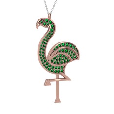 Yeşil kuvars 14 ayar rose altın kolye (40 cm beyaz altın rolo zincir)
