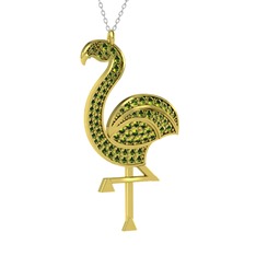 Isla Flamingo Kolye - Peridot 925 ayar altın kaplama gümüş kolye (40 cm beyaz altın rolo zincir) #1fmf6ou