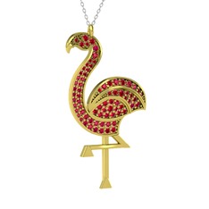 Rodolit garnet 925 ayar altın kaplama gümüş kolye (40 cm beyaz altın rolo zincir)