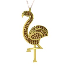 Isla Flamingo Kolye - Dumanlı kuvars 8 ayar altın kolye (40 cm rose altın rolo zincir) #1hs093z