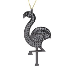 Isla Flamingo Kolye - Pırlanta 925 ayar siyah rodyum kaplama gümüş kolye (1.14 karat, 40 cm gümüş rolo zincir) #1hv6vv1