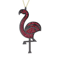 Rodolit garnet 925 ayar siyah rodyum kaplama gümüş kolye (40 cm gümüş rolo zincir)