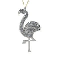 Isla Flamingo Kolye - Pırlanta 18 ayar beyaz altın kolye (1.14 karat, 40 cm altın rolo zincir) #1lek8rs
