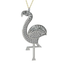 Isla Flamingo Kolye - Beyaz zirkon 18 ayar beyaz altın kolye (40 cm altın rolo zincir) #1lls443