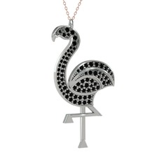 Isla Flamingo Kolye - Siyah zirkon 925 ayar gümüş kolye (40 cm gümüş rolo zincir) #1ncmjy1