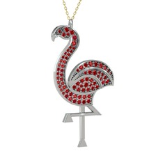 Isla Flamingo Kolye - Garnet 8 ayar beyaz altın kolye (40 cm altın rolo zincir) #1pzoezf