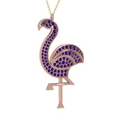 Isla Flamingo Kolye - Ametist 8 ayar rose altın kolye (40 cm gümüş rolo zincir) #1qb7xyb