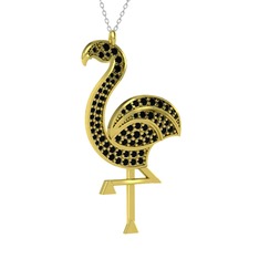 Isla Flamingo Kolye - Siyah zirkon 18 ayar altın kolye (40 cm beyaz altın rolo zincir) #1rye85s