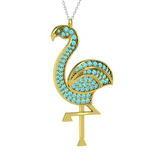 Isla Flamingo Kolye - Akuamarin 925 ayar altın kaplama gümüş kolye (40 cm beyaz altın rolo zincir) #1s7o247