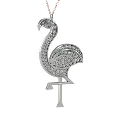 Isla Flamingo Kolye - Beyaz zirkon 925 ayar gümüş kolye (40 cm rose altın rolo zincir) #1tyr9pj