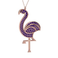 Ametist 925 ayar rose altın kaplama gümüş kolye (40 cm gümüş rolo zincir)