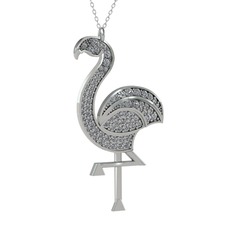 Isla Flamingo Kolye - Pırlanta 8 ayar beyaz altın kolye (1.14 karat, 40 cm beyaz altın rolo zincir) #1wqm8f5