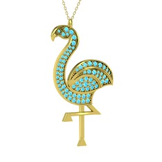 Isla Flamingo Kolye - Akuamarin 14 ayar altın kolye (40 cm altın rolo zincir) #2n2et0