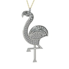 Isla Flamingo Kolye - Beyaz zirkon 925 ayar gümüş kolye (40 cm altın rolo zincir) #3q1reh