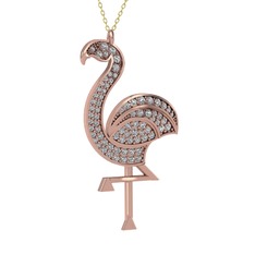 Isla Flamingo Kolye - Beyaz zirkon 925 ayar rose altın kaplama gümüş kolye (40 cm gümüş rolo zincir) #4xegis