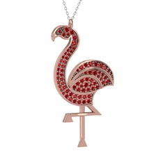 Isla Flamingo Kolye - Garnet 14 ayar rose altın kolye (40 cm gümüş rolo zincir) #5kcr8h