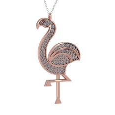 Pırlanta 18 ayar rose altın kolye (1.14 karat, 40 cm gümüş rolo zincir)
