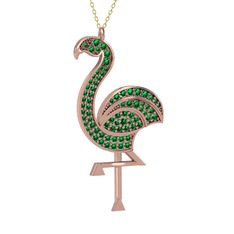 Isla Flamingo Kolye - Yeşil kuvars 14 ayar rose altın kolye (40 cm altın rolo zincir) #8yhu5z