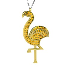 Isla Flamingo Kolye - Sitrin 8 ayar altın kolye (40 cm gümüş rolo zincir) #9bxymp