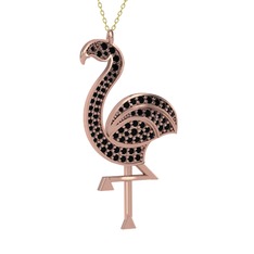 Siyah zirkon 925 ayar rose altın kaplama gümüş kolye (40 cm gümüş rolo zincir)