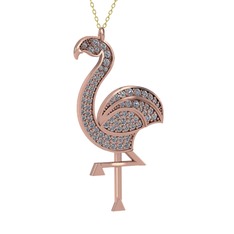 Isla Flamingo Kolye - Pırlanta 14 ayar rose altın kolye (1.14 karat, 40 cm altın rolo zincir) #d6zoat