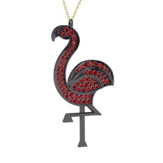 Isla Flamingo Kolye - Garnet 925 ayar siyah rodyum kaplama gümüş kolye (40 cm altın rolo zincir) #e8kxfo