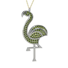 Isla Flamingo Kolye - Peridot 925 ayar gümüş kolye (40 cm altın rolo zincir) #ehqm5k