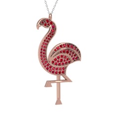 Rodolit garnet 8 ayar rose altın kolye (40 cm beyaz altın rolo zincir)
